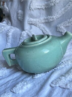 Vintage McMaster Canada Ceramic Mini Teapot in Crackle Jade